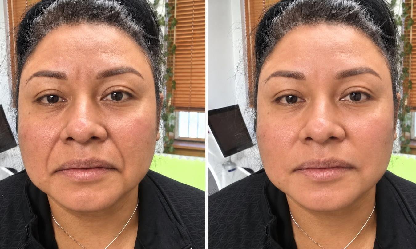 Facial rejuvenation before-and-after photographs supplied by Varua Spa